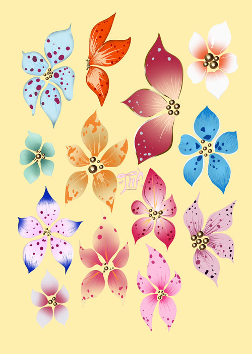 3D flower pack for nail sketchbooks
