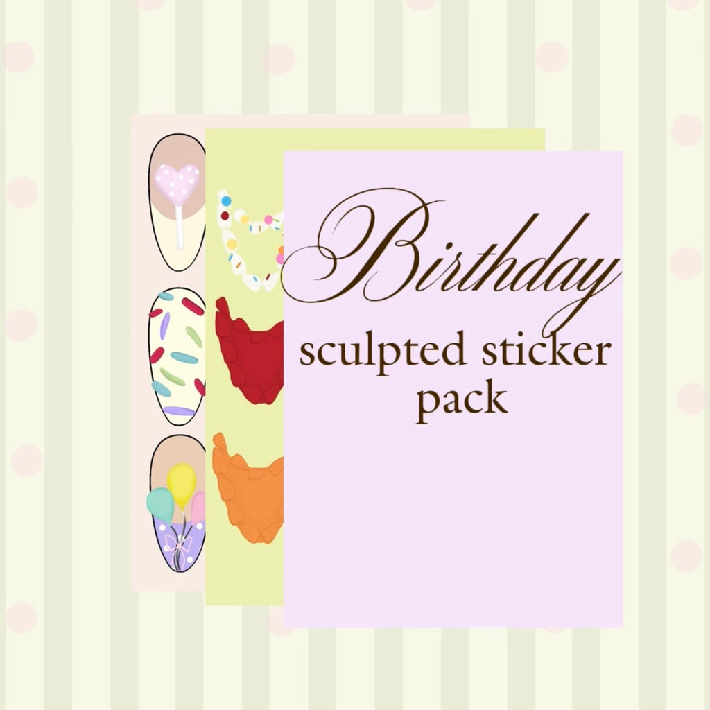 birthday nail art sticker pack