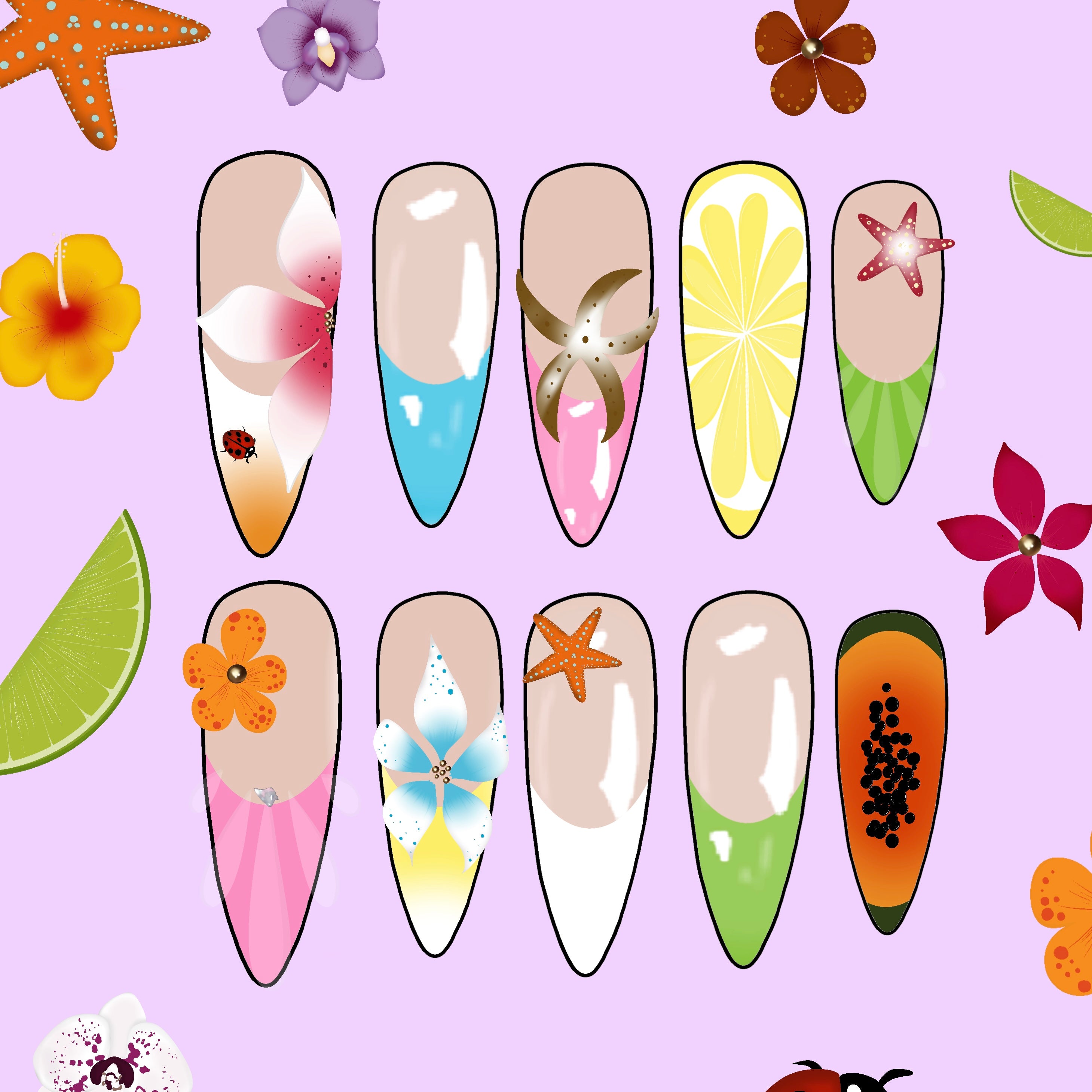 Summer Nail Art Sticker Pack